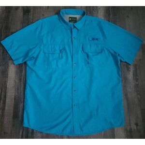 G.H. Bass & Co Explorer Fishing Shirt Mens XL Blue Short Sleeve Vented Pockets